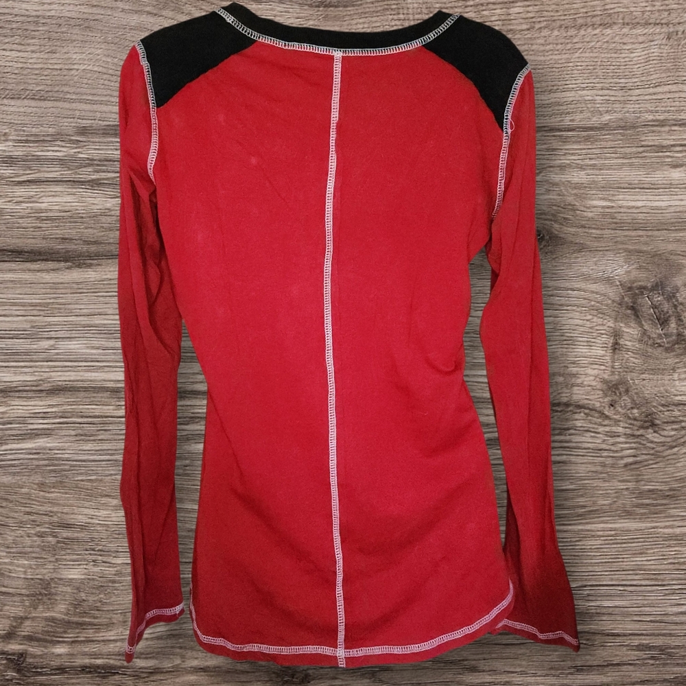 Panhandle Slim Womens Large Red Long Sleeve Tee Studded Western Wild West Top - Picture 2 of 14